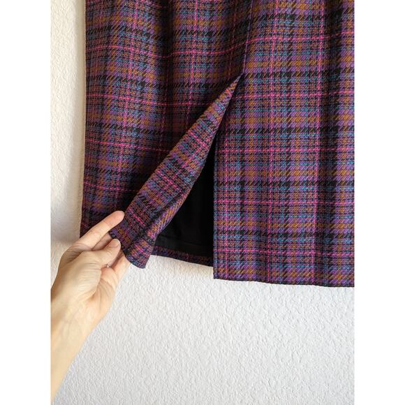 VINTAGE SAG HARBOR Purple Plaid Mid-length Skirt Size 10 - Picture 6 of 12